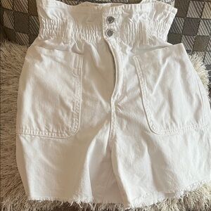 Zara High Waist White Women's Shorts